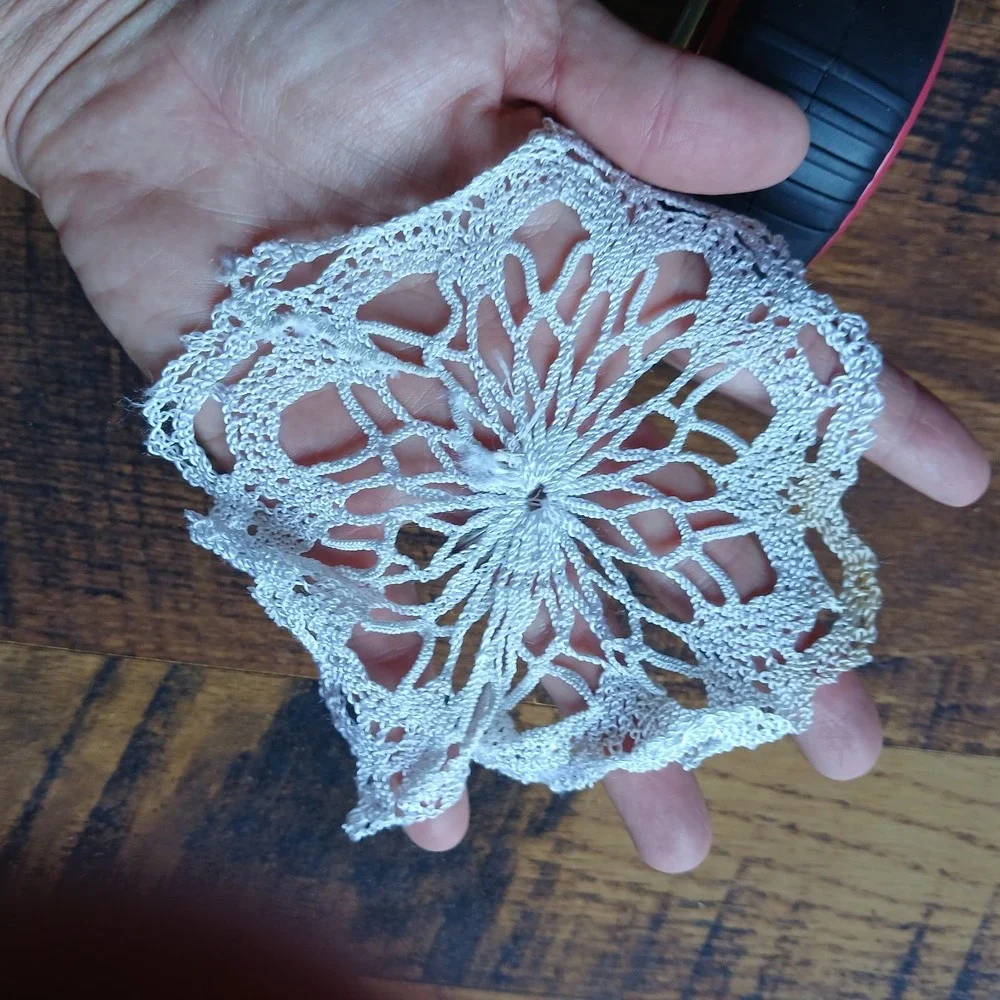 Lot 5 Vtg Crochet Lace Doilies Handmade Mixed Ivory/White Ephemera Crafts READ